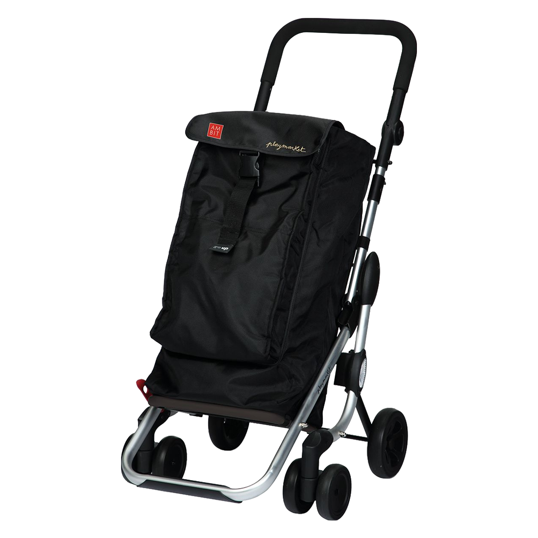 Carro de compra 4 ruedas giratorias Ambit Go Up negro con bolsa de 40 L.