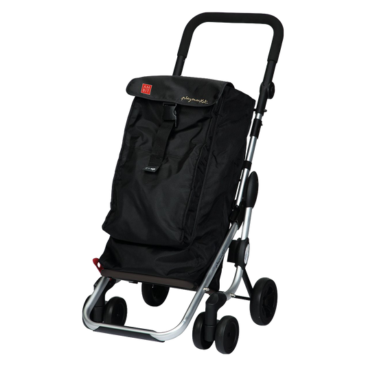 Carro de compra 4 ruedas giratorias Ambit Go Up negro con bolsa de 40 L.