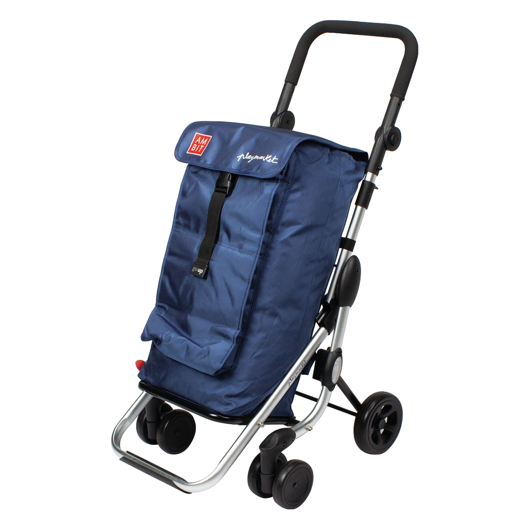 Carro de compra de 4 ruedas giratorias Ambit Go Up azul marino ref 142579.