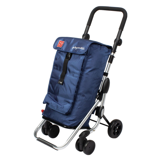 Carro de compra de 4 ruedas giratorias Ambit Go Up azul marino ref 142579.