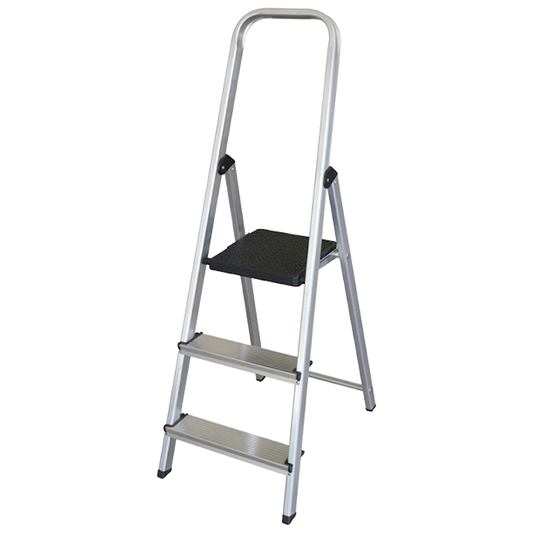 Escalera doméstica de aluminio Ambit con 3 peldaños y plataforma superior de seguridad.