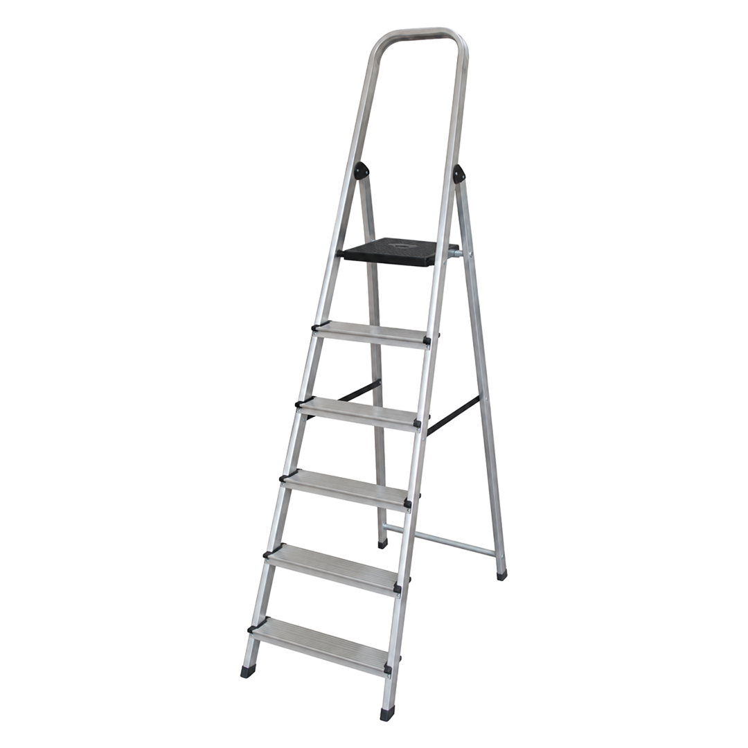 Escalera de aluminio de 6 peldaños Ambit certificada EN 131.