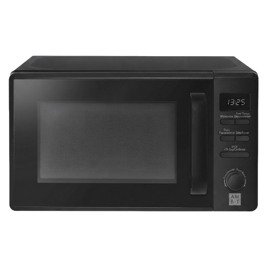 Vista frontal de microondas compacto 700W Ambit sin grill para cocina.