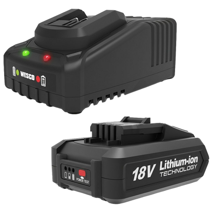 Kit de batería Wesco 18V 2.0Ah y cargador rápido para herramientas industriales