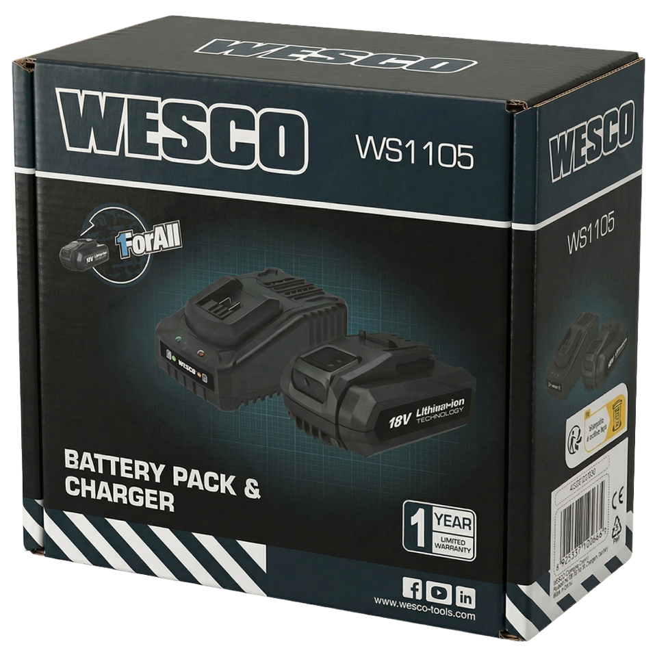 Detalle técnico de los indicadores LED de carga en cargador Wesco montado en pared