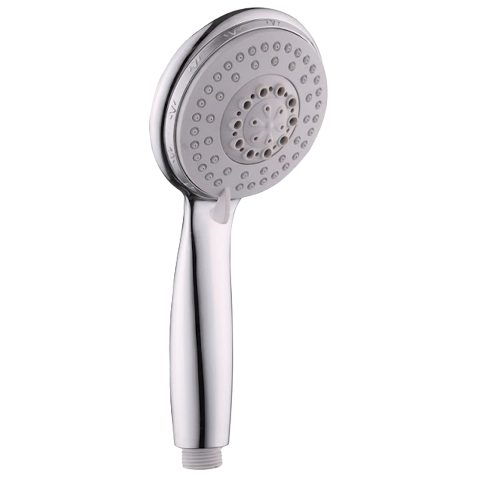 Mango de ducha cromado H2O de 10cm con selector giratorio para 5 posiciones de salida de agua.