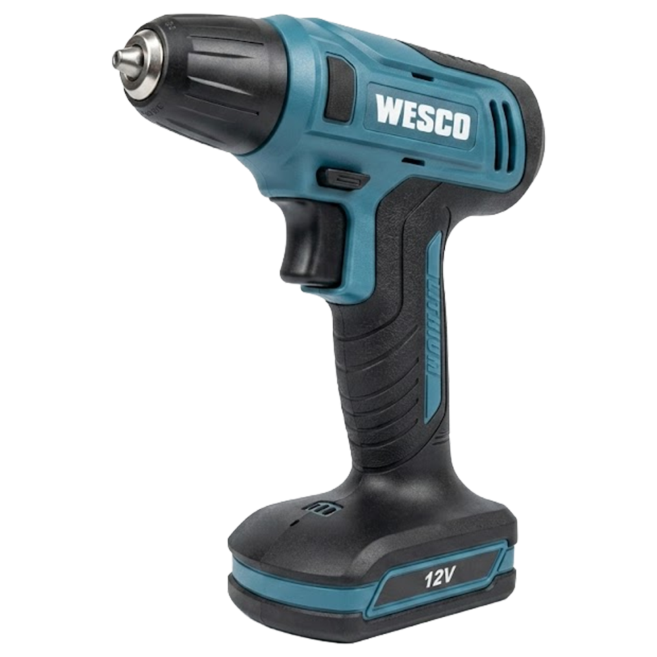 Taladro atornillador inalámbrico Wesco 12V ultra compacto con batería de litio, luz LED y mandril de 10mm
