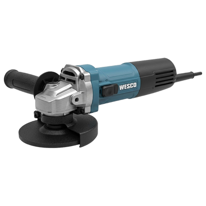 Amoladora angular Wesco de 125 mm y 900W con cuerpo delgado, mango auxiliar y protector de seguridad