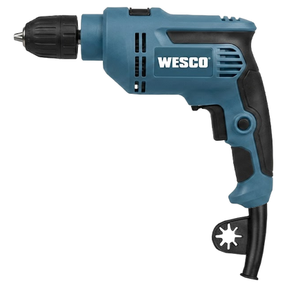 Taladro percutor con cable Wesco 550W, compacto y ligero, ideal para tareas de bricolaje en el hogar.
