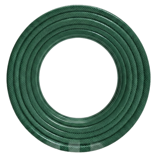 Manguera de riego Ironside Green 3 capas 19 mm 25 m ref 144717 enrollada.