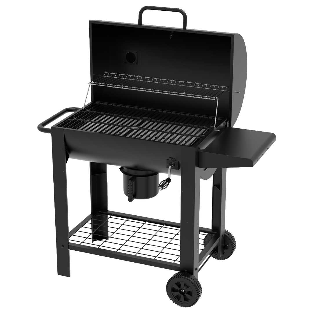 Barbacoa tipo barril Natuur 144991 para jardin con parrilla de calentamiento.