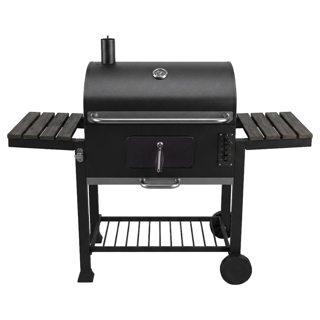 Barbacoa de carbón Natuur con dos mesas auxiliares y tapa ref 144993