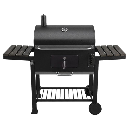 Barbacoa de carbón Natuur con dos mesas auxiliares y tapa ref 144993