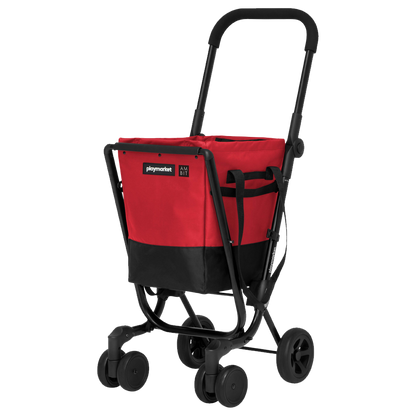 Carro de compra Ambit Easy Go de 4 ruedas en color rojo y negro.