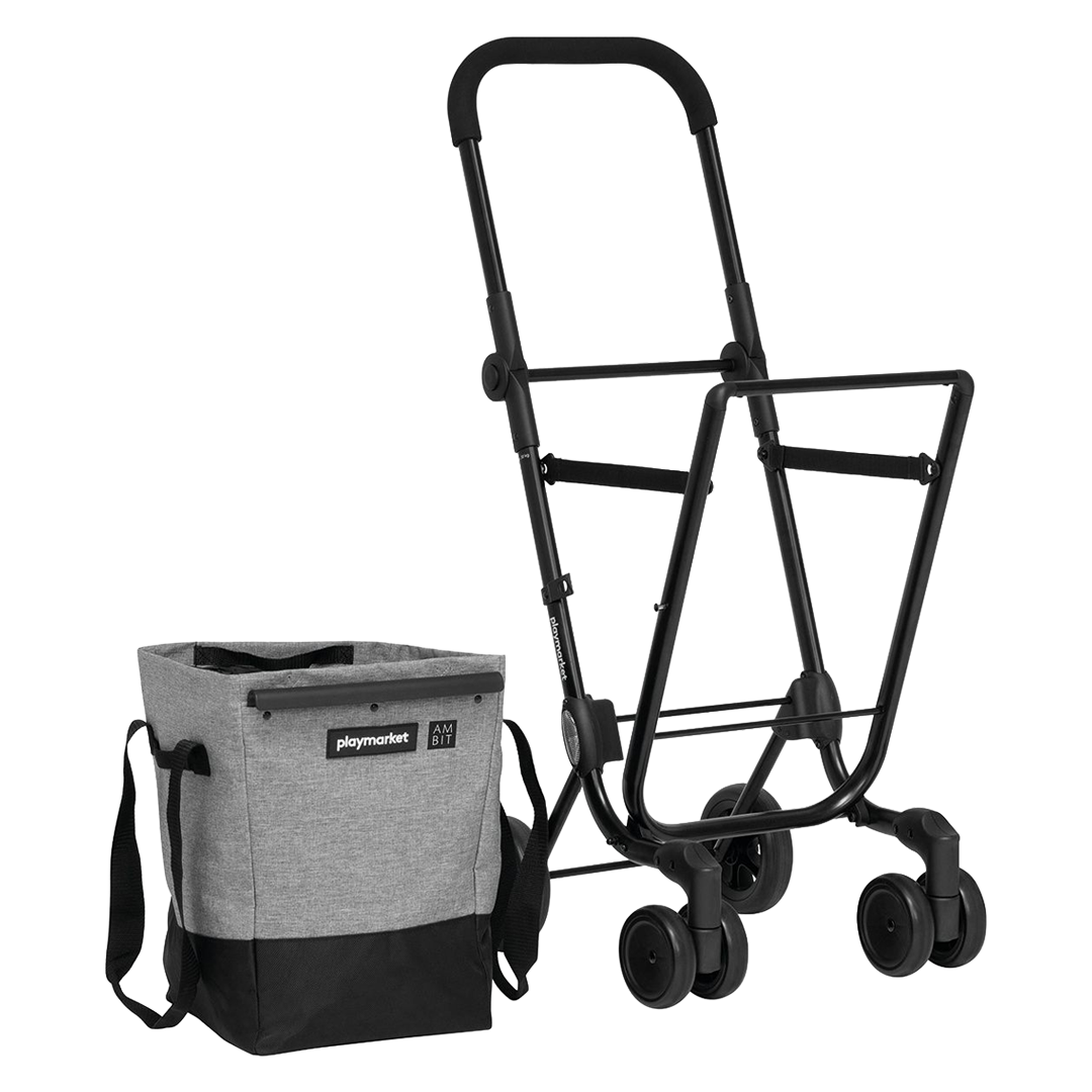 Carro de compra plegable ultracompacto Ambit con bolsa textil extraíble.