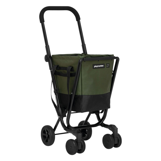 Carro de compra 4 ruedas giratorias Ambit Easy Go kaki y negro.