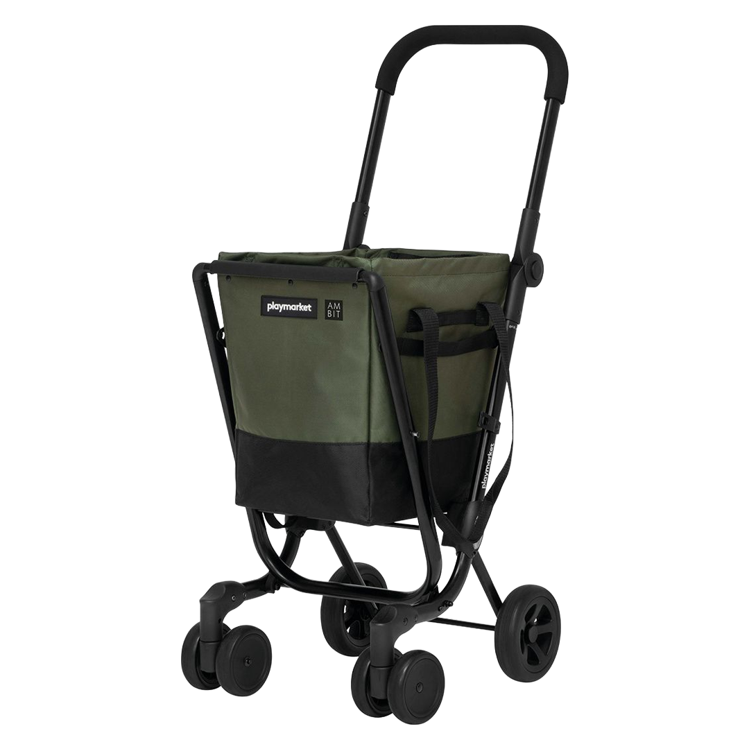 Carro de compra ergonómico de 4 ruedas Ambit Easy Go en color kaki y negro.