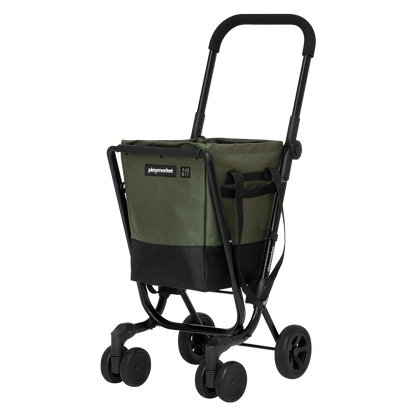 Carro de compra ergonómico de 4 ruedas Ambit Easy Go en color kaki y negro.