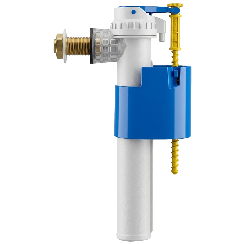 Grifo de llenado lateral H2O para cisterna de WC con flotador compacto y rosca de conexión de latón de 3/8 pulgadas.