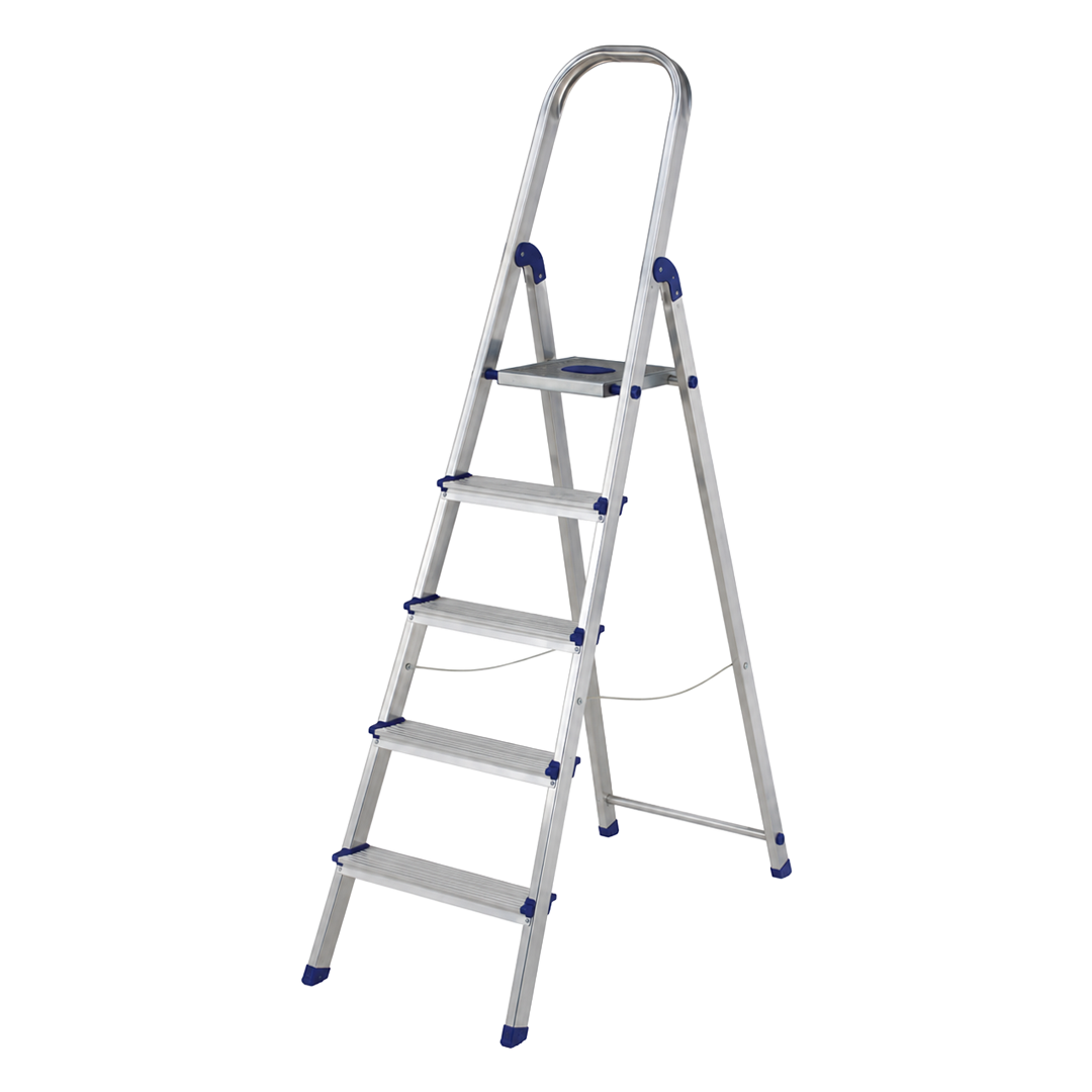 Escalera de aluminio peldaño ancho 5 peldaños Ambit ref 146928