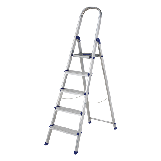 Escalera de aluminio peldaño ancho 5 peldaños Ambit ref 146928