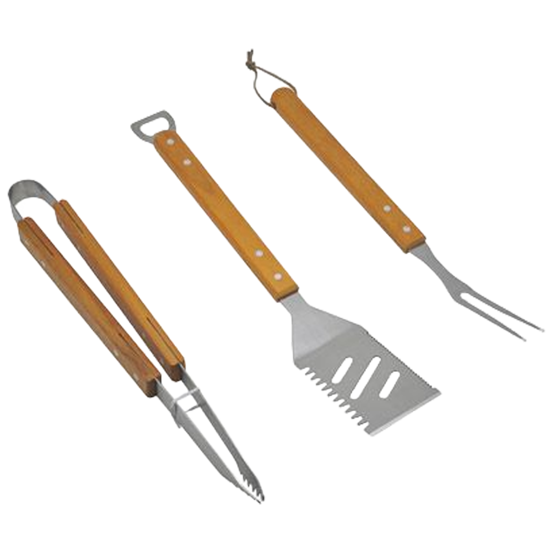 Pala pinza y tenedor metalicos de 39.5 cm Natuur para barbacoa