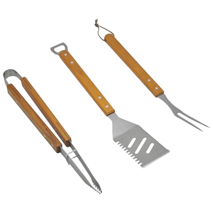 Pala pinza y tenedor metalicos de 39.5 cm Natuur para barbacoa
