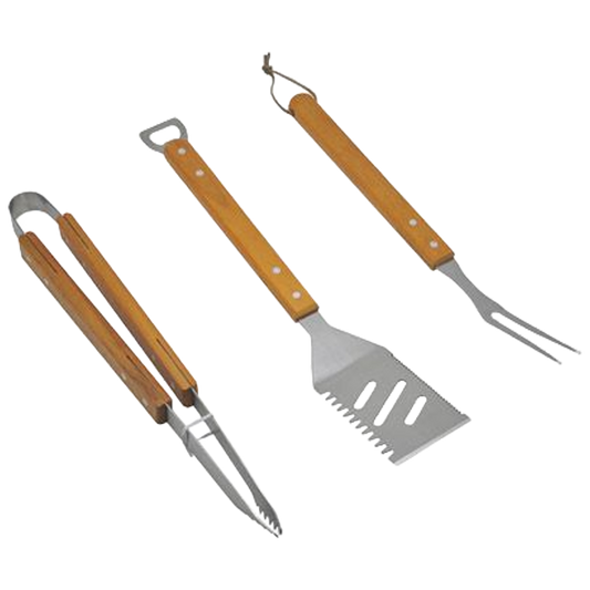 Pala pinza y tenedor metalicos de 39.5 cm Natuur para barbacoa