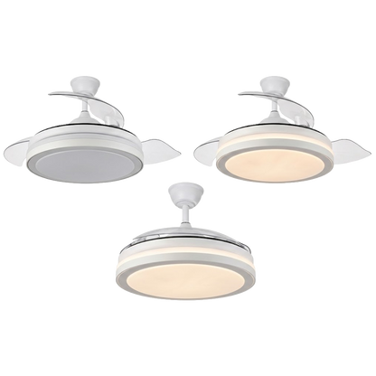 Descubre el Ventilador de Techo Retráctil Sonedas. Un plafón LED de 50cm que se convierte en un ventilador de 106cm. Con motor DC ultra silencioso, 6 velocidades y luz regulable en intensidad y tono. ¡Elegancia y frescor en una sola pieza!
