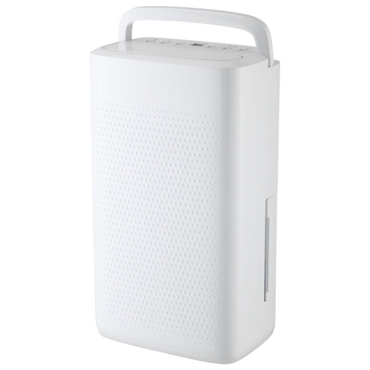 Deshumidificador blanco Sonedas con pantalla digital superior, diseño minimalista y ruedas para transporte.