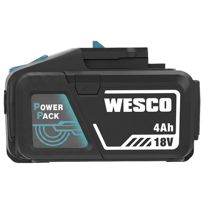 Vista en detalle del indicador LED de 5 niveles en la batería Wesco 4Ah