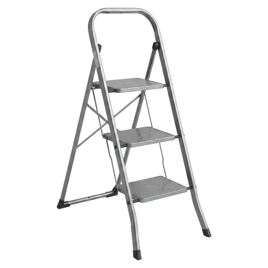 Taburete escalera Praktico Ambit 3 peldaños gris hasta 150 kg ref 23005468.