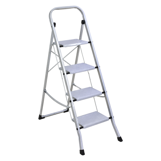 Taburete escalera plegable de 4 peldaños Ambit Praktiko gris.