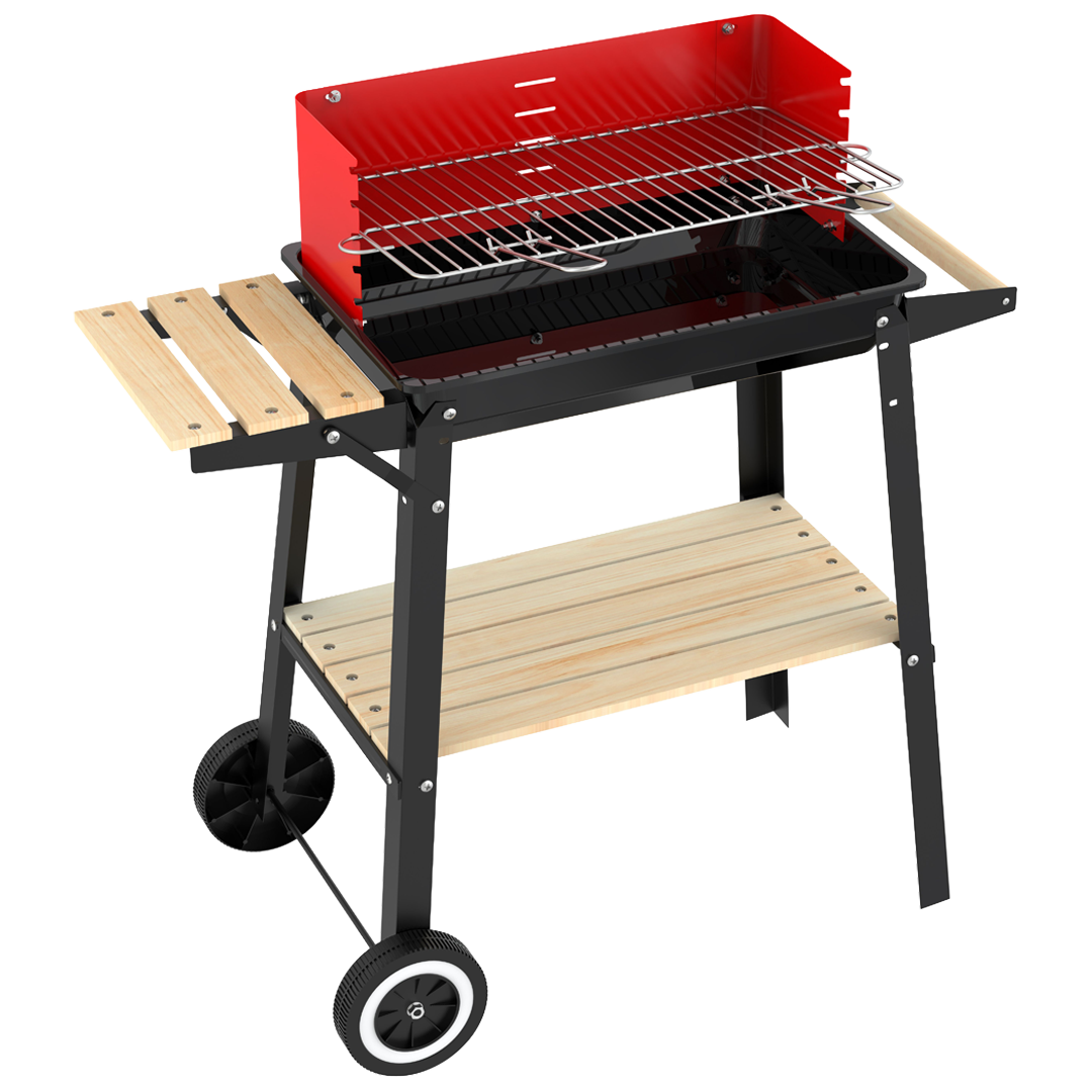 Barbacoa de carbon rectangular con ruedas Natuur 83x43x86 cm.