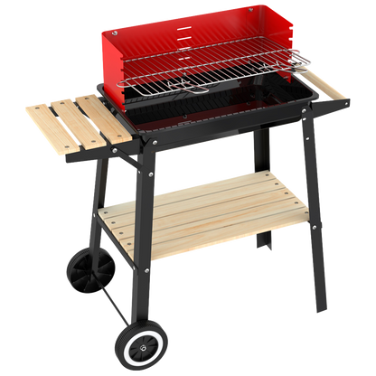 Barbacoa de carbon rectangular con ruedas Natuur 83x43x86 cm.