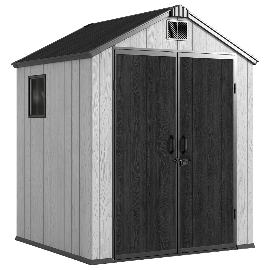 Caseta de polipropileno Apex Sheid gris y blanca Natuur 224x176x166 cm.