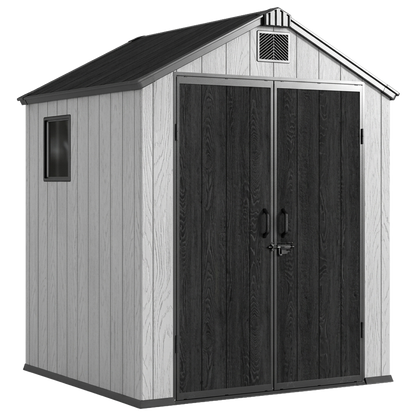 Caseta de polipropileno Apex Sheid gris y blanca Natuur 224x176x166 cm.