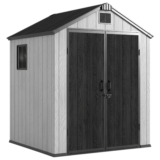 Caseta de polipropileno Apex Sheid gris y blanca Natuur 224x176x166 cm.