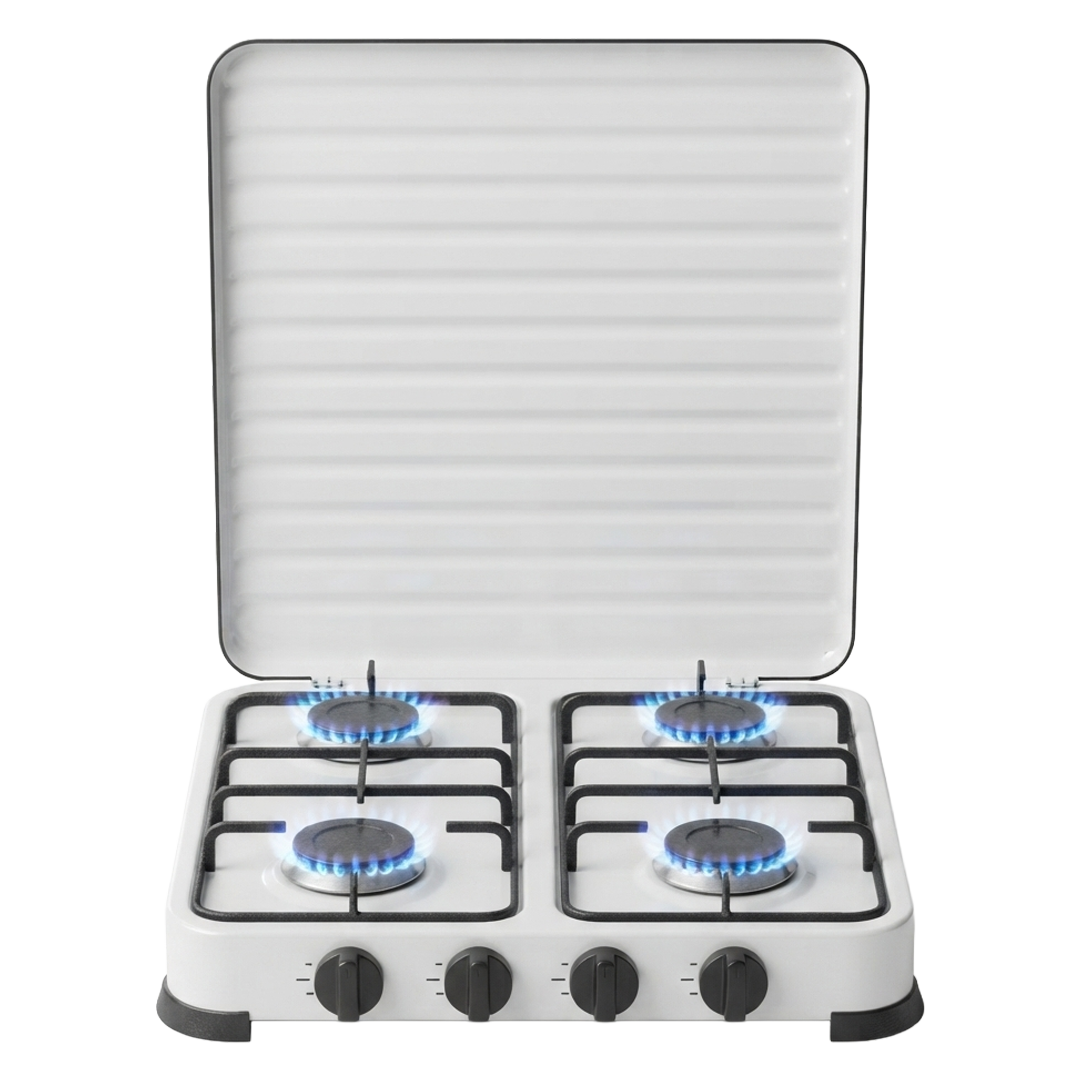 Cocina a gas de sobremesa 4 fuegos Ambit con tapa abatible ref 23024952.