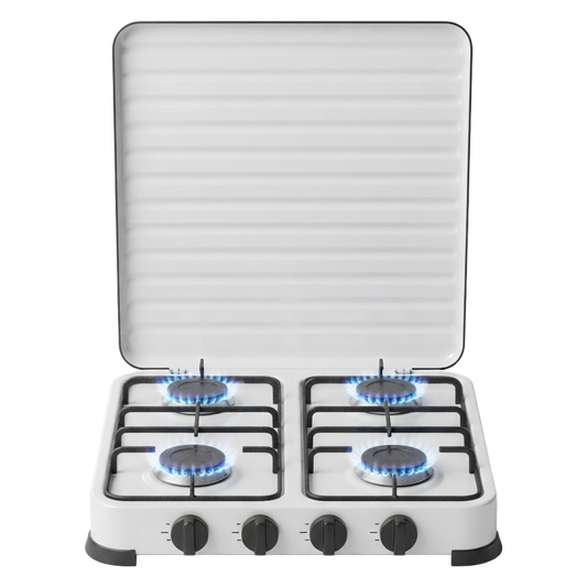 Cocina a gas de sobremesa 4 fuegos Ambit con tapa abatible ref 23024952.