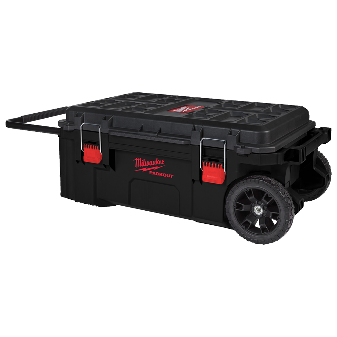 Baul con ruedas XL Milwaukee PACKOUT de huella doble y 113 kg de capacidad.