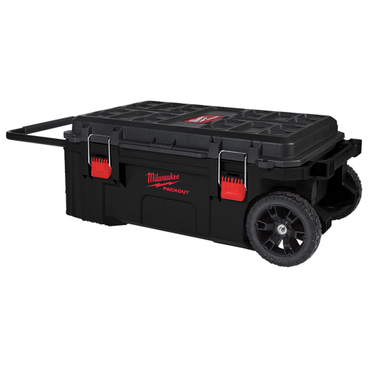Baul con ruedas XL Milwaukee PACKOUT de huella doble y 113 kg de capacidad.