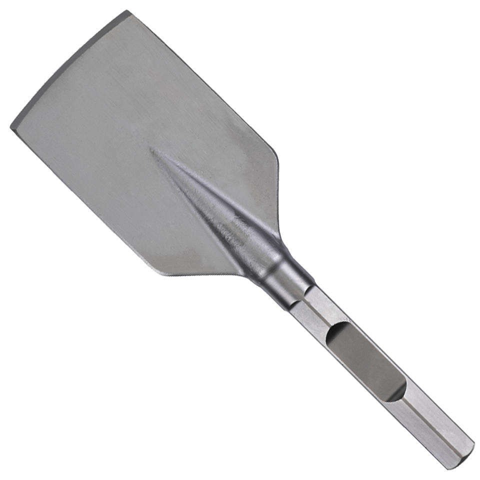 Cincel cortador de asfalto Milwaukee de 440x115mm con vástago hexagonal de 28 mm para martillos demoledores pesados.