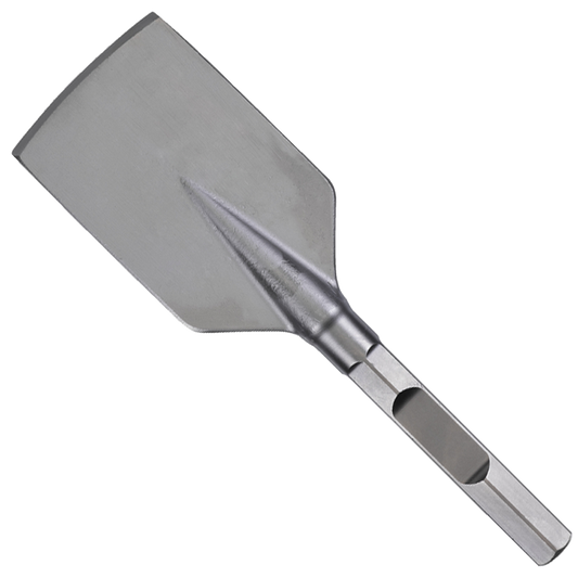 Cincel cortador de asfalto Milwaukee de 440x115mm con vástago hexagonal de 28 mm para martillos demoledores pesados.