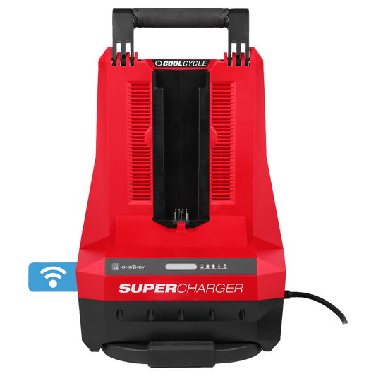 Cargador industrial Milwaukee MX FUEL con refrigeracion activa COOL-CYCLE y ONE-KEY.