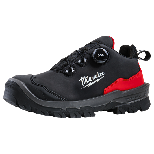 Zapato de seguridad Milwaukee ARMOURTRED S3S negro con ajuste BOA y proteccion ESD.