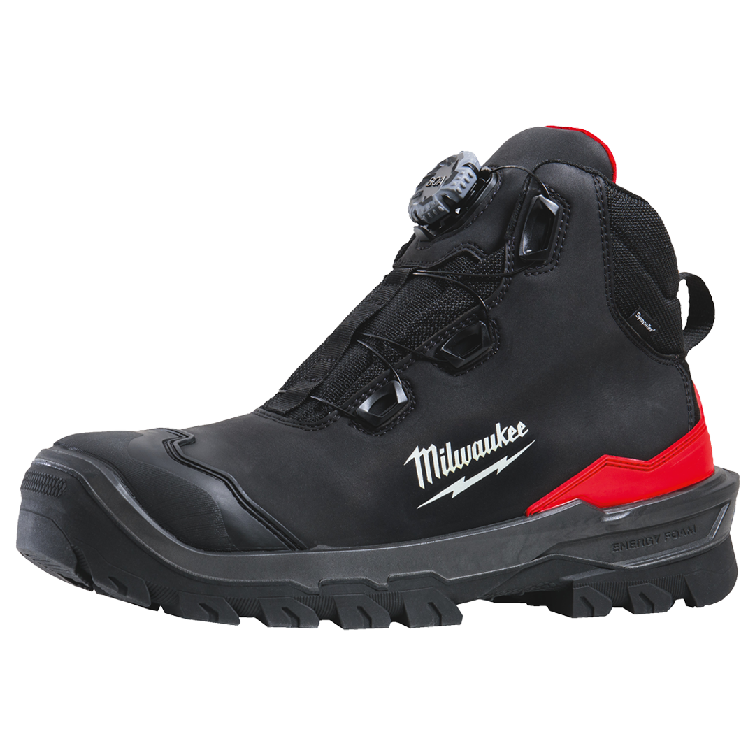 Bota de seguridad Milwaukee ARMOURTRED S7S negra con sistema de ajuste BOA.