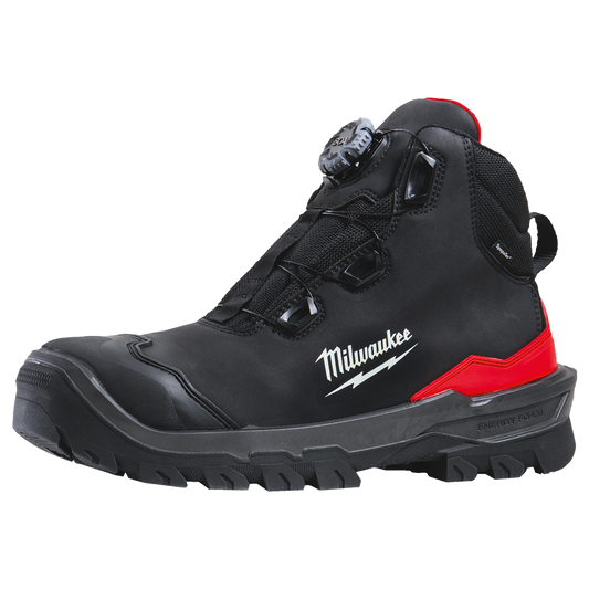 Bota de seguridad Milwaukee ARMOURTRED S7S negra con sistema de ajuste BOA.