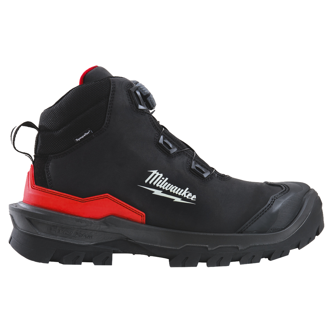 Bota de calzado laboral Milwaukee ARMOURTRED S7S con membrana impermeable Sympatex.