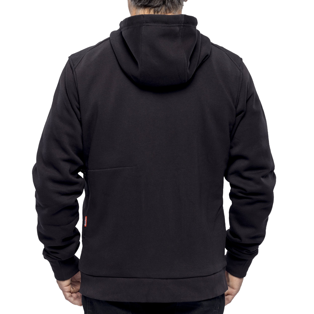 Sudadera calefactada Milwaukee M12 HHBL5 negra con tecnologia HEXON HEAT.